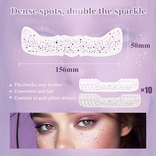 Wendy 10PCS Glitter Freckles Face Tattoo, Makeup Patches - Face Glitter Makeup Speckles, Waterproof Face Glitter Speckles ...