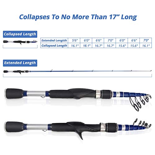 KastKing Compass Telescopic Fishing Rods and Combo, Sensitive Graphite Composite Blank, Easy to Travel, Packs to Just 17" ...