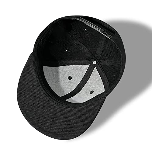 Snapback Hats for Men Flat Bill Brim Hats for Women Fitted Hat Skull Hats Cool Adults Baseball Cap Black Rock N Roll Caps