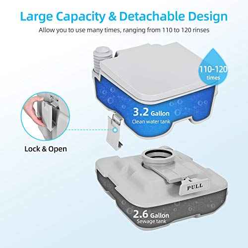 YITAHOME 2.6 Gallon Portable Toilet for Camping, RV Travel Potty with Press Flush Pump, Anti-leak Seal Ring for Travel, Boating, Hiking, Trips