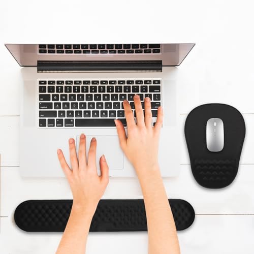 Hasinart Ergonomic Mouse Pad and Keyboard Wrist Rest with Massage Design, Space-Saving Mouse Pad Wrist Support, Memory Foa...