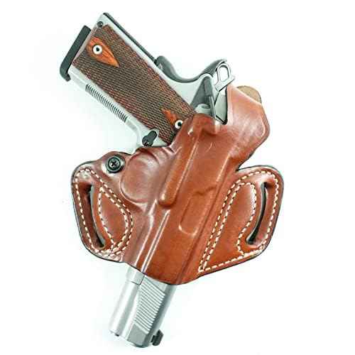 DeSantis Thumb Break Mini Slide OWB Holster - Leather Holster, Made to Fit Cocked & Locked Standard 1911 3""-5"" Models from COLT, S&W, SIG SAUER, Kimber, Springfield & Others - Right Hand Draw, Black