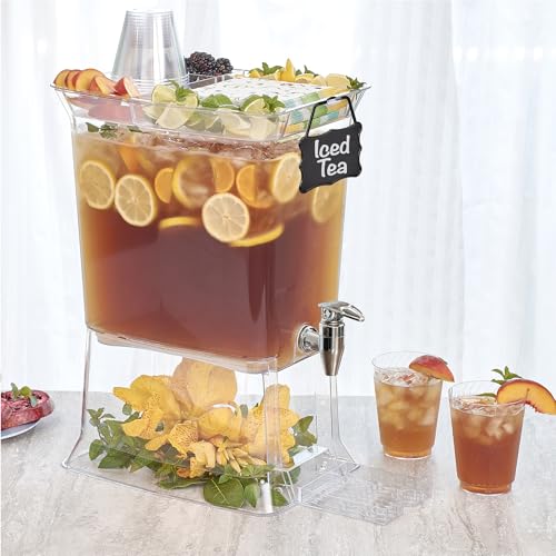 Buddeez Tritan Beverage Dispenser with Party Top Lid and Drip Tray - 3 Gallon Drink Dispenser - Drink Dispenser - BPA Free