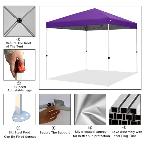 Northroad 8X8 FT Pop Up Canopy, Outdoor Instant Canopy Tent w/Carrying Bag, Portable Gazebo Shelter for Wedding Party,Comm...