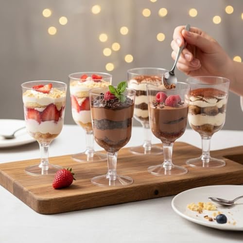 MATANA 12 Premium Plastic Wine Glasses (6 oz) - Hard Plastic Wine Glass for Cocktails, Dessert, Wine Tasting - Reusable Wi...