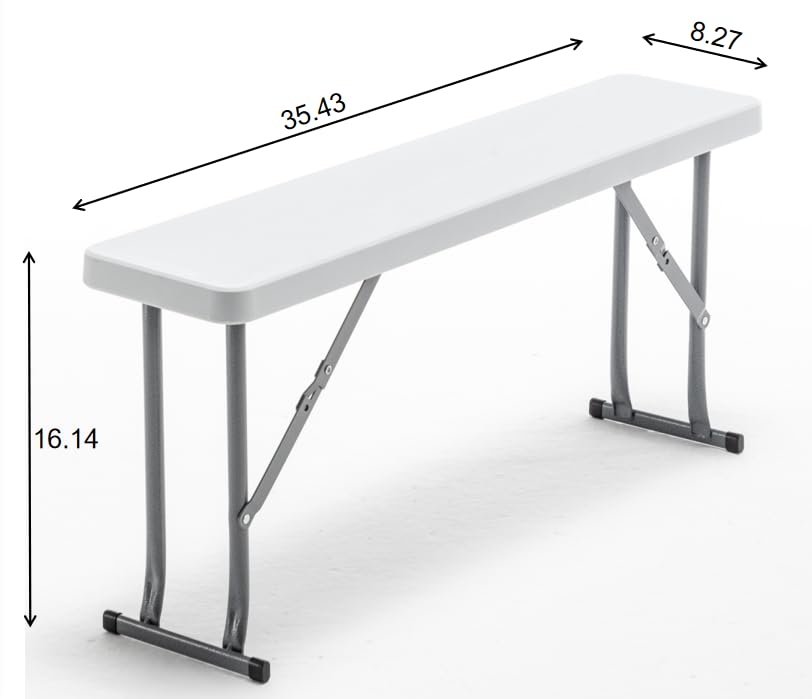 BTEXPERT 3-Piece Set Plastic Portable Folding Beer Picnic Table & Two Benches Seats Foldable Heavy Duty White for Party RV...