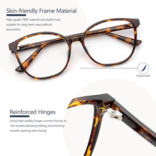 JFXQDR Women's Blue Light Blocking Glasses, TR90 Frame Computer Gaming Glasses Anti Eyestrain & UV Glare RF6208