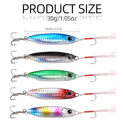 Tripquips Saltwater Jigs Fishing Lures with Ultra-Sharp Hooks, Saltwater Spoon Lure for Tuna Salmon Grouper, Sea Fishing J...