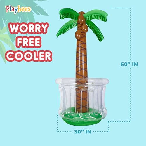 Inflatable Palm Tree Cooler 60" - 2 Pack Blow Up Palm Tree Party Cooler, Luau Hawaiian Tropical Beach Theme, Summer Swimmi...