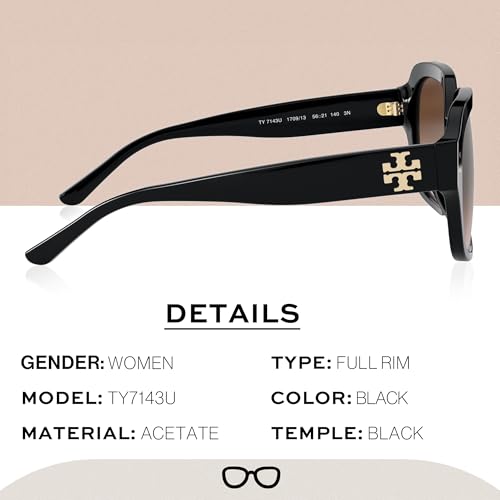 Tory Burch TY7143U SQUARE Shape Sunglasses with eSHADES Luxury Eyewear kit Bundle