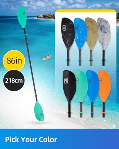 OCEANBROAD Kayak Paddle 86in/218cm, 90.5in/230cm Alloy Shaft 2-Piece Floatable Kayak Oar for Kayaking Canoeing Boating