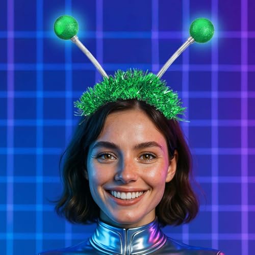 DRESBE Light Up Alien Headband LED Space Headbands Glow Antenna Hair Accessories for Women