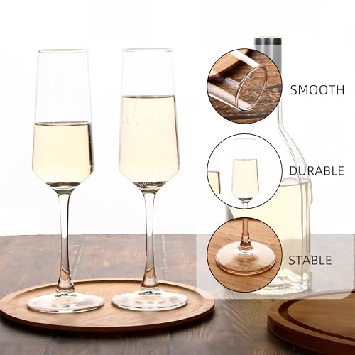 HAKEEMI Champagne Flutes - Elegant Champagne Glasses Set of 12, for Wedding, Christmas - 7.5 oz, Idea for Sparkling Wine -...