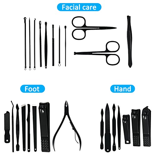 MINKINH Manicure Set Professional Nail Clipper Kit-26 Pieces Stainless Steel Manicure Kit,Nail Care Tools with Luxurious T...