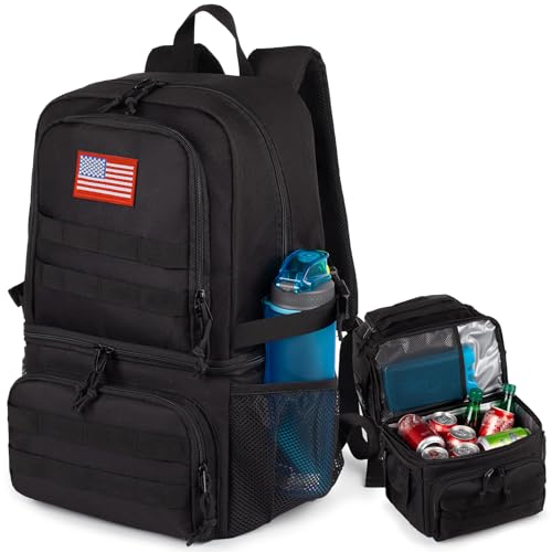 Tactical Double Deck Cooler Backpack for Men,Large Lunch Backpack with 2 Compartment,Soft Cooler Bag