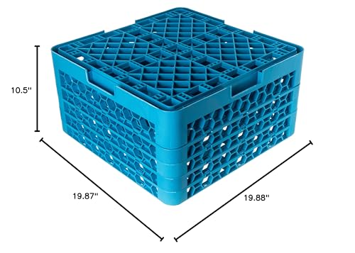 Carlisle FoodService Products RG25-414 OptiClean 25 Compartment Glass Rack with 4 Extenders, 3-1/2" Compartments, Blue (Pack of 2)