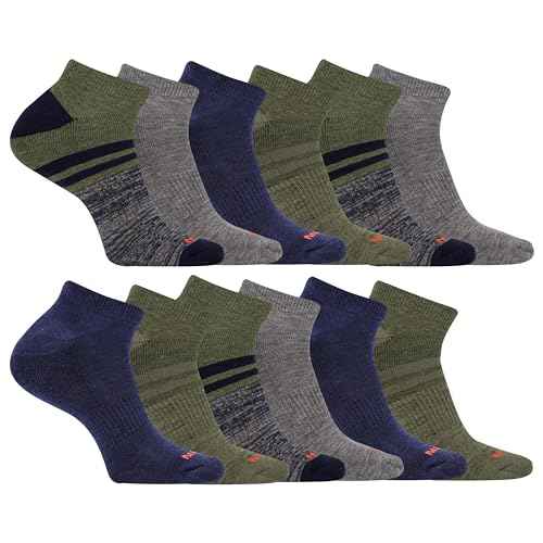 Merrell unisex-adult Men's and Women's Cushioned Midweight Low Cut Socks - 4 & 12 Pairs - Moisture Wicking