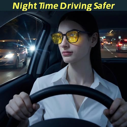GMKATEYE Night Driving Glasses for Men Womens - Anti Glare Night Vision Pro Driving Polarized Yellow Lenses, Foldable & Li...