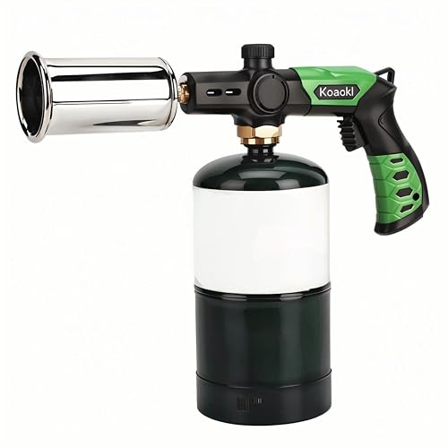 KOACKL Propane Torch Head, Kitchen Blow Torch Gun, Campfire Charcoal Starter, Grill Torch with Igniter, Adjustable Flame f...