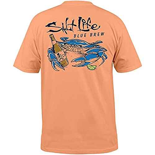 Salt Life Mens Blue Brew Crab Short Sleeve Classic Fit Shirt