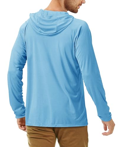 Roadbox UPF 50+ Fishing Shirts for Men, Long Sleeve UV Sun Protection Hoodie, Outdoor Hiking Running Swimming Rash Guard
