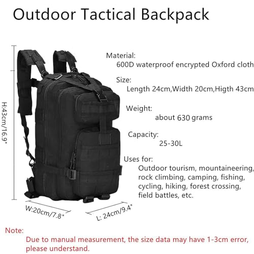 Lawaia Small Tactical Backpack Military Survival Molle Army Go Bag Hunting Gym Rucking Hiking Camping Motorcycle Rucksack ...