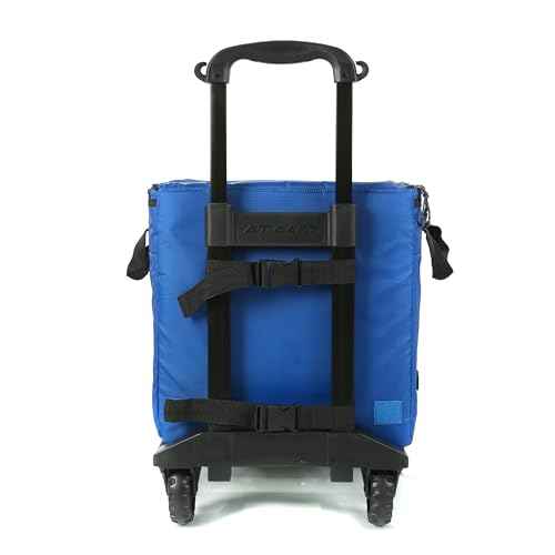 Columbia Crater Peak Wheeled Cooler - 50 Can Rolling Cooler - Blue Collapsible Cooler with Super Foam Insulation and Foldable All-Terrain Cart with Wheels