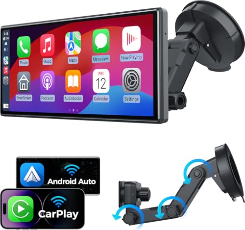 JATAZA 10.26" Wireless Apple Carplay Screen for Car, Secure Strong Bracket, Portable Apple CarPlay& Android Auto Car Stere...