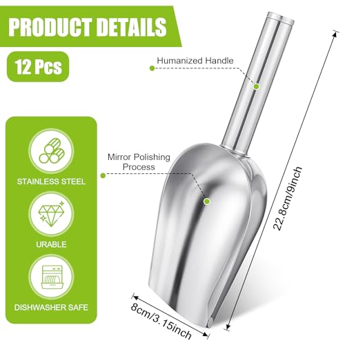 12 Pcs Premium Ice Scoop for Freezer, Multipurpose Metal Ice Scoop for Ice Machine - Stainless Steel Small Ice Scooper for...