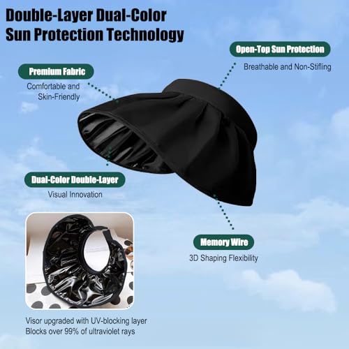 Womens Sun Visor Hat for Ponytail,Outdoor Sports TourismSun Hat Lightweight