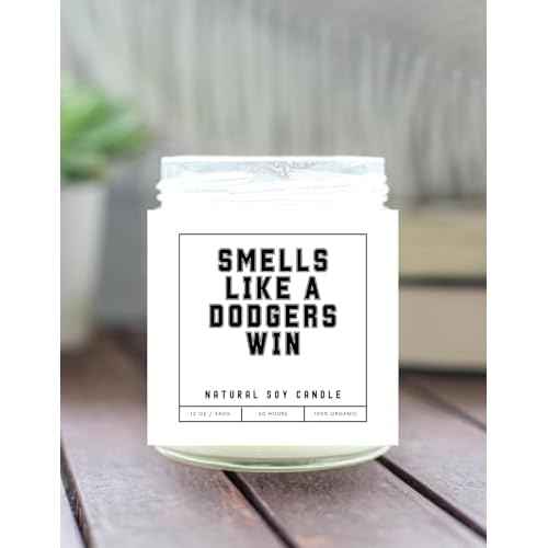 Smells Like a Dodgers Win Sports Candle - Scented Soy Wax Candle (8.0 oz) 50-60 Hour Burn Time, Cotton Wick, Frosted White Glass Jar, (Vanilla)
