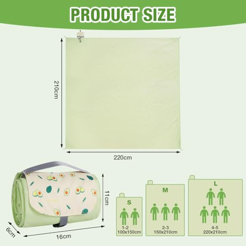 Ainiv Picnic Blanket, Waterproof Beach Blanket with Carry Handle, Foldable Portable Washable Beach Mat Sand-Free, Outdoor ...