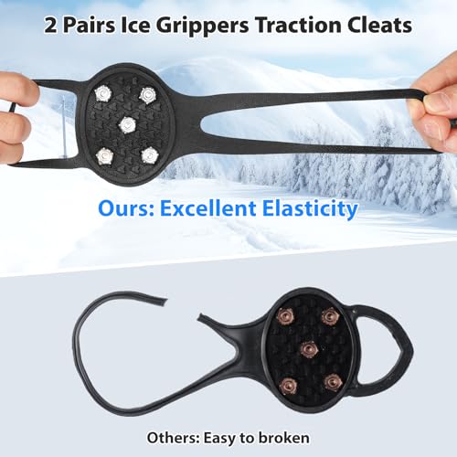 Ice Cleats Crampons for Shoes and Boots - Rotatable Mid-Sole Traction Spikes for Snow, Non-Slip Tungsten Grippers for Men ...
