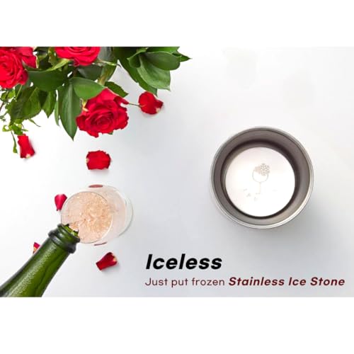 IPUJAN Wine Chiller Bucket with Stainless Ice Stone - Champagne Bucket for 750ml Single Bottle Cold up to 5 Hours - Iceles...