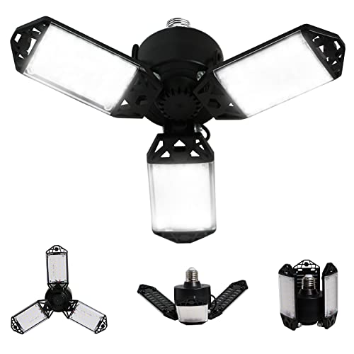 LED Garage Light, 80W 8000 Lumen Ceiling Lights with 3 Adjustable Panels, 6500K Daylight Light Bulb Fixture LED Lights for...