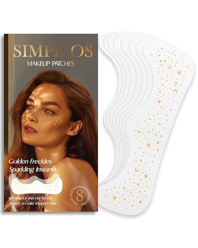 Simpilos Makeup Pathes, Body Face Glitter for Kids Women Girls, Gold Snowflake Glitter Makeup Speckles for Face, Singer Co...