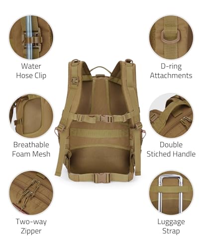 CVLIFE Military Travel Backpack for Men 40L Tactical Work Backpack Molle Rucksack Large Bookbag Army Day Pack with Bottle ...