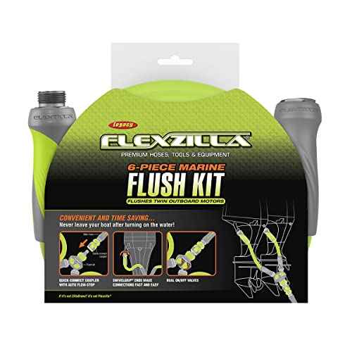 Flexzilla Marine Twin Outboard Flush Kit, 6-Piece 5/8" 3/4" - 11 1/2 GHT - HFZGSK01