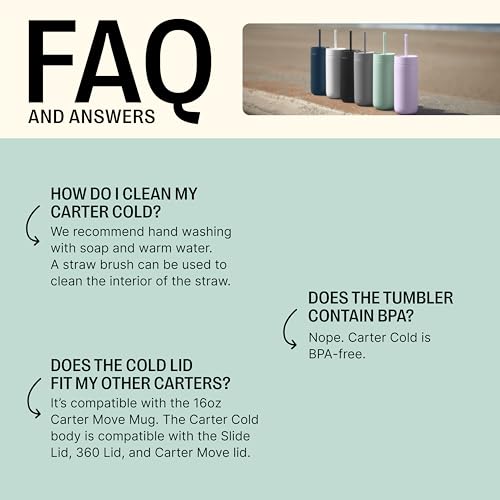 Fellow 16 oz Carter Cold Travel Mug for Water, Iced Tea, Coffee, Smoothies, Iced Coffee & more - Stainless Steel Vacuum-In...