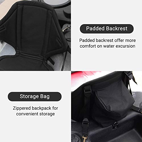 Kayak Seat, Adjustable Padded Canoe Single Seat Detachable Replacement Boat Backrest Fishing Seat Cushion with Strap and B...