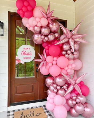 KBZVNAF Pink Latex Balloon Set - 60 Packs 12 Inches Metallic Chrome, Pastel, Hot Pink Balloons for Birthday Wedding Baby S...