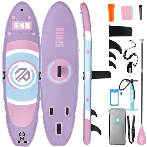 Niphean（Ultra-Light）Inflatable Paddle Board with (Beginner Friendly) StabilTrac Fin and Durable SUP Accessories, 10' Stand...