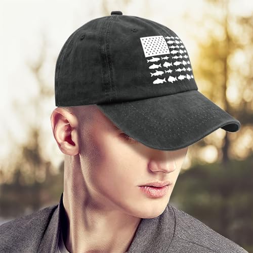Mens Vintage Washed Fishing Hat Distressed Cotton Baseball Cap Outdoor Sun Protection Dad Hat