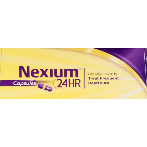Nexium 24HR Acid Reducer Heartburn Relief Capsules for All-Day and All-Night Protection from Frequent Heartburn, Heartburn Medicine with Esomeprazole Magnesium - 42 Count