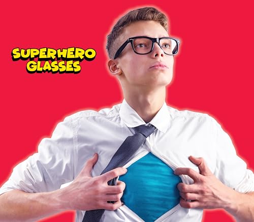 Kangaroo Black Fake Glasses - Classic Superhero Glasses Frames - Retro Clear Non-Prescription Nerd Costume Eyeglasses for ...