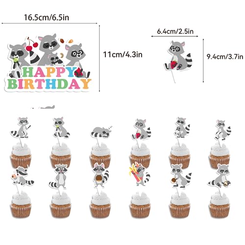 Raccoon Party Decorations Birthday Party Supplies Includes Banner Spirals Cake Topper Cupcake Toppers Balloons For Woodlan...