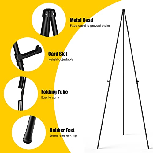 SunyesYoon Display Black Easel Stand for Wedding Sign, Artist Instant Tripod Collapsible Portable Floor Easel for Posters,...