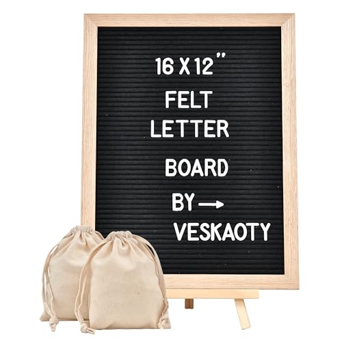 Felt Letter Board with 402 Letters, Numbers & Symbols - 12 x 16 inch Large Changeable Message Board with Wooden Frame Wall...