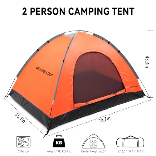 2 Person Camping Tent 4 Person Tents for Camping Windproof Tents for Camping Hiking Backpacking Traveling 2/3/4 Family Peo...