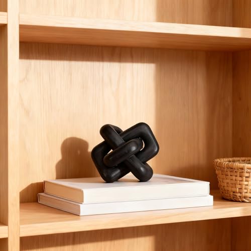 oliruim Wooden Knot Decoration Bohemian Decoration Hand-Carved Knot Black Coffee Table Decoration Suitable for Modern Home...
